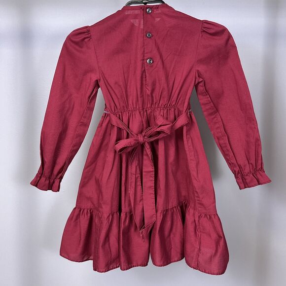 Vintage Winnie The Pooh Walt Disney Girls Size 6 Smocked Peasant Ruffle Dress - Picture 4 of 9